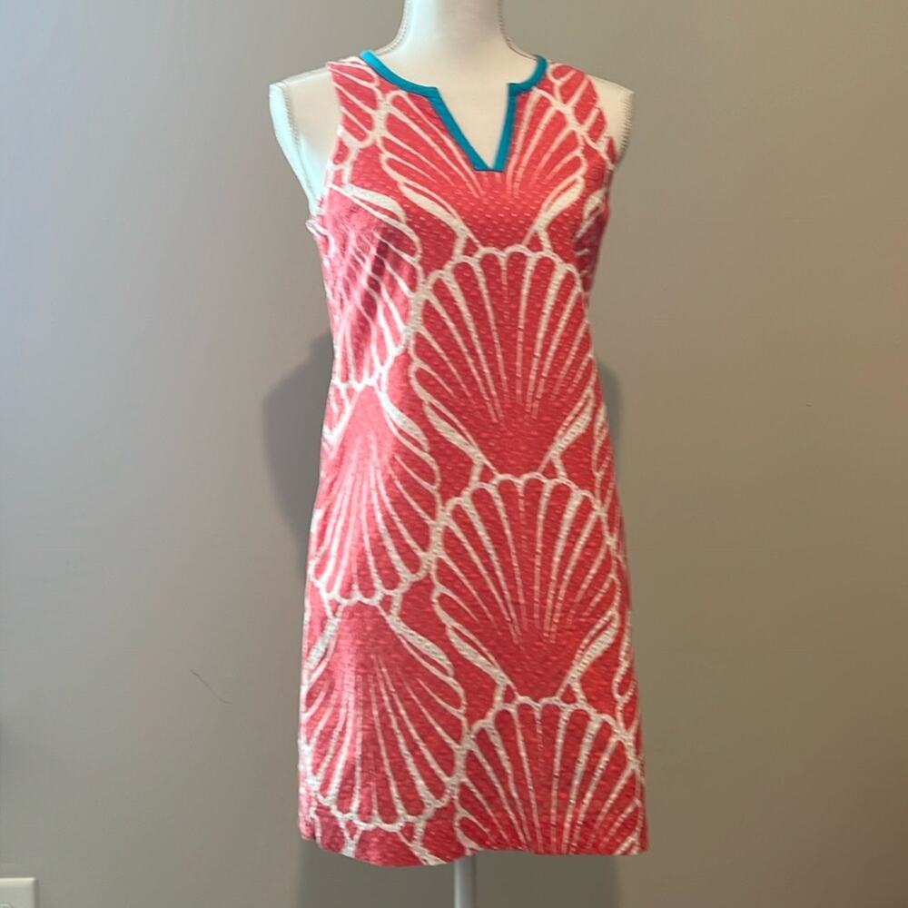 Crown & Ivy Eyelet‎ Shell Shift Dress XS 4 Seashell Coral Beach Preppy Event